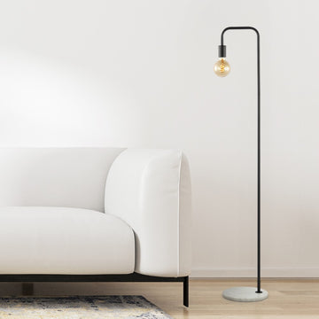 Vega 60" Minimalist Edison Metal/Marble Floor Lamp - JONATHAN Y